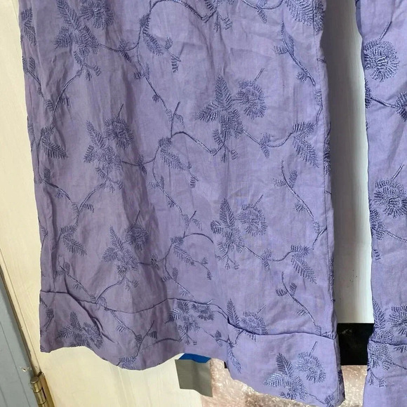 VTG Y2K Salvatore Ferragamo Flare Leg Pants Purple Floral Embroidered Lady Sz 8 - Picture 8 of 13